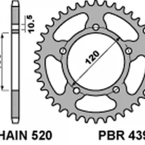 Aktuální PBR zadní řetězové kolo 4396 39 APRILIA RS 125 06-12 (JTR703.39) (MADE IN ITALY)